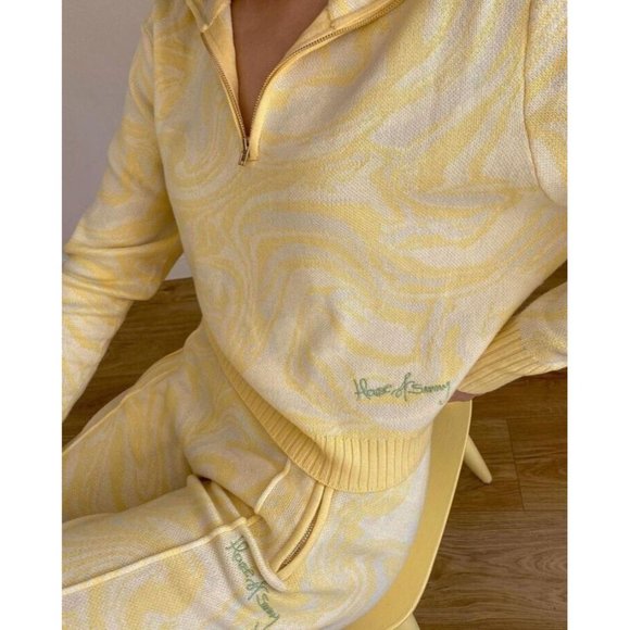 House of Sunny Sweaters - House of Sunny The Bay Tracksuit Top Yellow 1/2 Zip High Neck Womens Size 8
